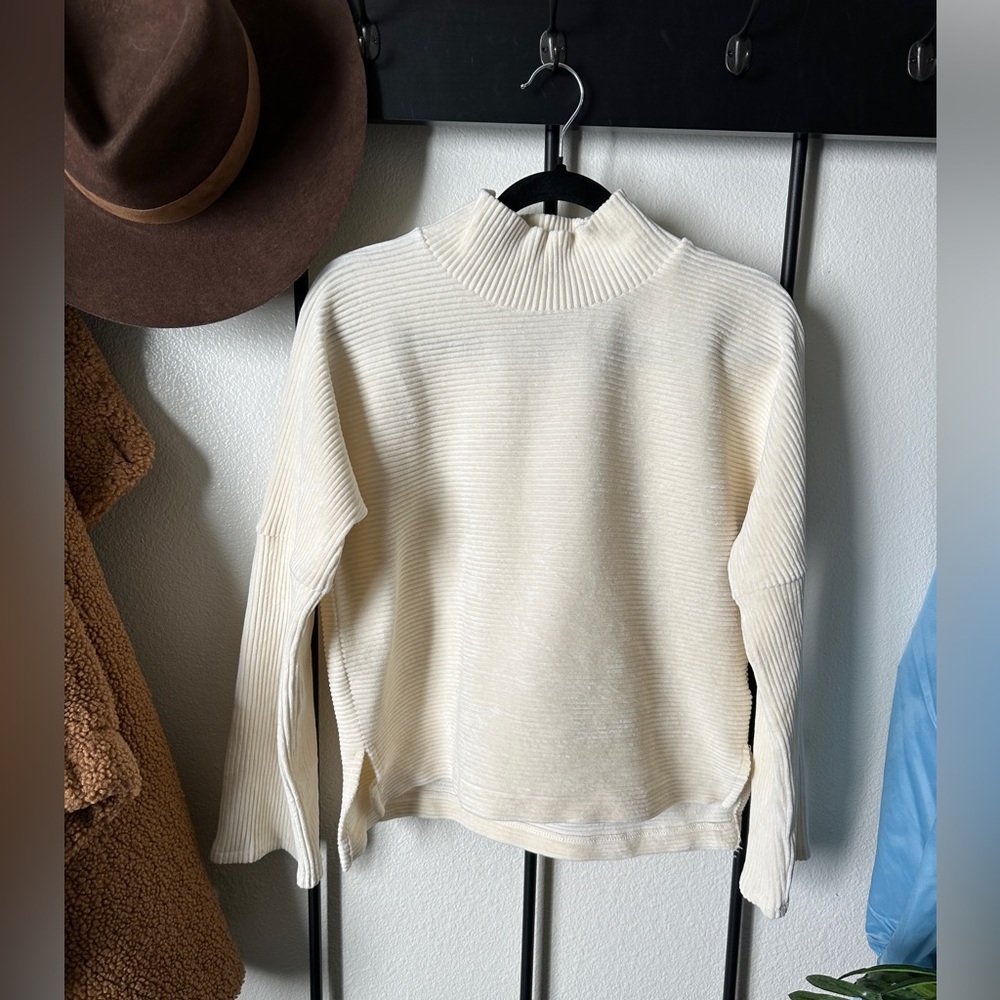 Madewell Cream Ribbed Mock Neck Sweater